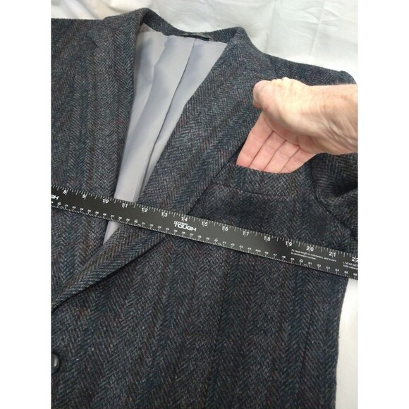 VTG Haggar Blazer 46L Wool Herringbone Tweed Elbow Patch Sport Coat Made in USA - Picture 6 of 16